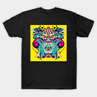 kaiju wallpaper art ecopop with mexican totonac patterns T-Shirt